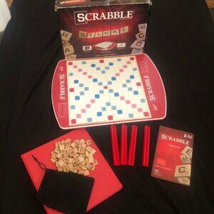 Scrabble Game Deluxe Edition Rotating Board Game & Carry Case
